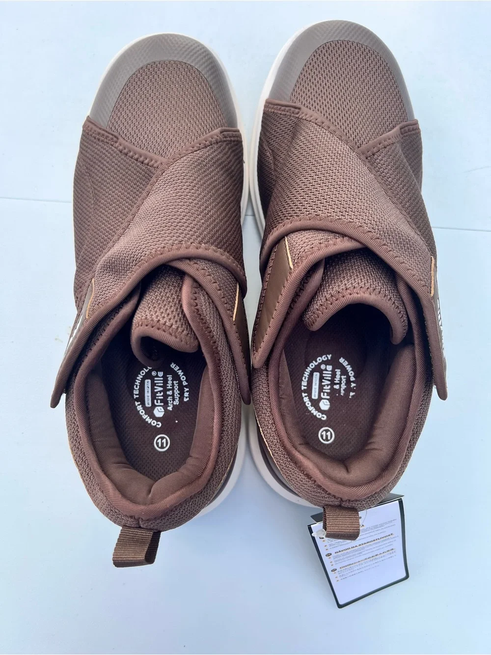 FitVille Diabetic Brown Slip-On Sneakers Men’s 11 EW